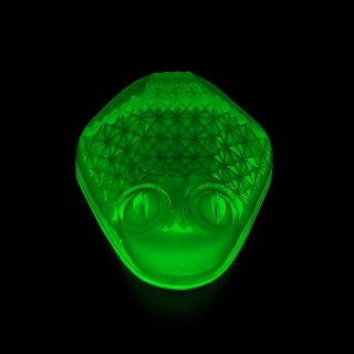 LG Wright Vaseline Glass Frog Covered Dish - Canary Yellow Uranium Bryce Bros 6