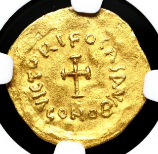 Phocas,  Ad 602 - 610.  Gold Tremissis,  Cross,  Ngc Xf