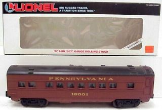 Lionel 6 - 16001 O Scale Pennsylvania Tuscan Coach Car Ln/box