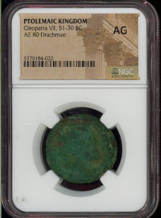 Ptolemaic Kingdom Cleopatra Vii,  51 - 30 Bc Ae 80 Drachmae Coin Ngc Ag