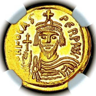 602 - 610 Ad Phocas Byzantine Empire Constantinople Gold Av Solidus Ngc Ms 5/5 4/5