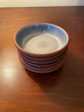 Denis Vibert Pine Tree Kiln Pottery Chowder Or Salad Bowls (flat) - Set Of 6