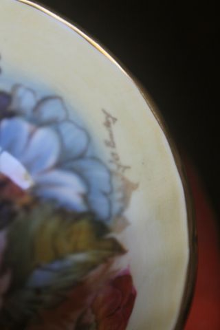 Aynsley Orange Rust J A Bailey Cabbage Rose Poppy Bouquet Teacup Tea cup Saucer 3