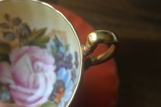 Aynsley Orange Rust J A Bailey Cabbage Rose Poppy Bouquet Teacup Tea cup Saucer 6