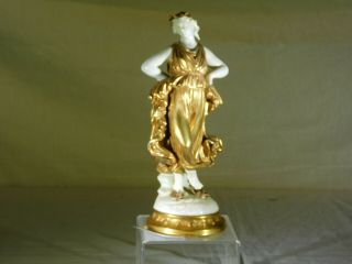 Antique C1860 - 1870 Rudolstadt Ernst Bohne Sohne Porcelain Gold Gilded Figurine