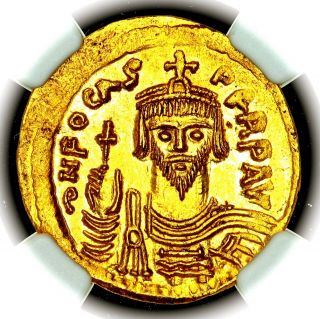 602 - 610 Ad Phocas Byzantine Empire Constantinople Gold Av Solidus Ngc Ms 4/5 5/5