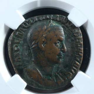Trajan Decius Sestertius 249 - 251 Ngc Ch F Rome Ric 119a Genius Sesterce Dèce