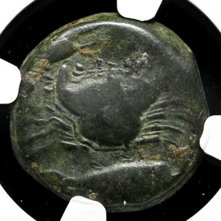 Sicily,  Akragas.  Circa 415 - 406 Bc.  Æ Hemiliton,  Eagle / Crab,  Ngc G