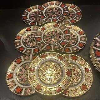 Set Of 9 Royal Crown Derby Old Imari 6.  25” Bread Plates