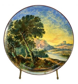 Large Minton England Porcelain Hand Painted Wall Charger Tray By John Evans 1874