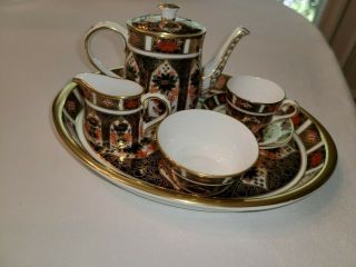 Royal Crown Derby - 1128 Imari Complete Seven Piece Miniature Tea Set