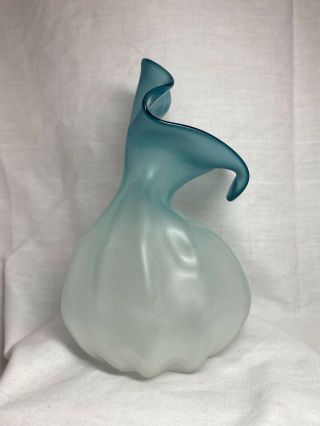 Vintage 2004 Nikolas Weinstein “curcurbita” Vase In Light Blue Art Glass