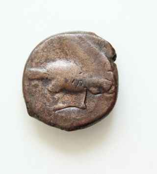 Sicily,  Akragas,  c.  416 - 406 BC.  Æ Hexas 17mm,  4g, .  Eagle Hare / Crab Two Fish 2