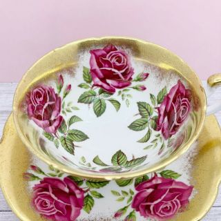 Paragon Red Cabbage Rose Tea Cup And Saucer 2