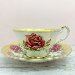 Paragon Red Cabbage Rose Tea Cup And Saucer 3