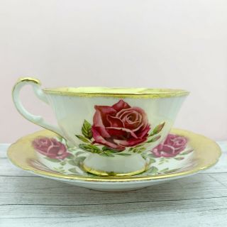 Paragon Red Cabbage Rose Tea Cup And Saucer 4