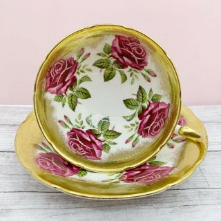 Paragon Red Cabbage Rose Tea Cup And Saucer 5