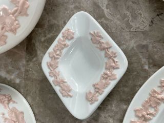Wedgewood pink on cream queensware set for 8 tea pot plates Sugar Milk England 6