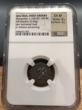 Bactria,  Indio - Greek Menander 55 - 130 Bc Ngc