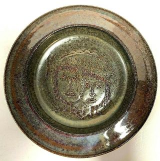 Edwin / Mary Scheier Pottery Bowl With Abstract Faces