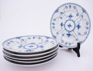 6 Plates 572 - Blue Fluted - Royal Copenhagen - Half Lace - 1st Quality