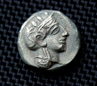 Greek Attica,  Athens.  Circa 353 - 294 Bc Silver Coin Drachma