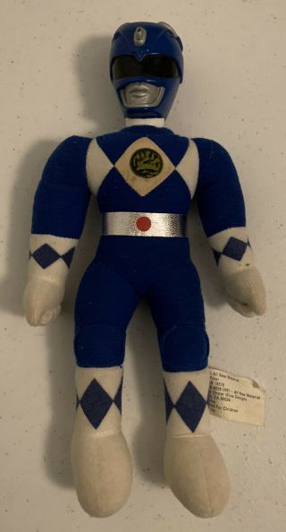 Vintage Blue Power Ranger Plush Doll 1993 Saban