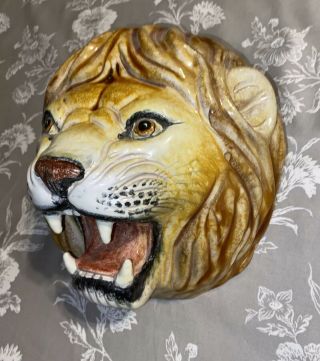 Italian Glazed Terracotta Lion’s Head 3d Wall Decor Italy C S Goodfriend Imports
