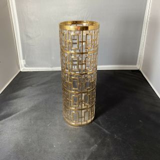 Rare Vintage Imperial Glass 22k Gold Shoji Trellis Vase 9 1/4 X 3 1/4