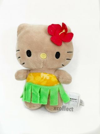 Hello Kitty Hawaii Girl Plush Doll Toy Green Grass Skirt Yellow