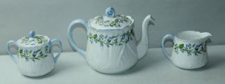 Vintage Shelley Porcelain Harebell Tea Set Teapot Creamer & Sugar Bowl