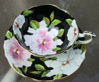 Paragon Teacup Set Pink White Gardenia Cabbage Rose Hand Enameled For The Bride