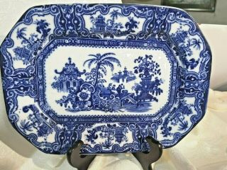 2 W Adams & Co Ironstone Flow Blue Kyber Eight - Point Platters C.  1880 Aesthetic 2
