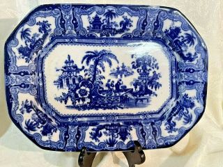 2 W Adams & Co Ironstone Flow Blue Kyber Eight - Point Platters C.  1880 Aesthetic 3