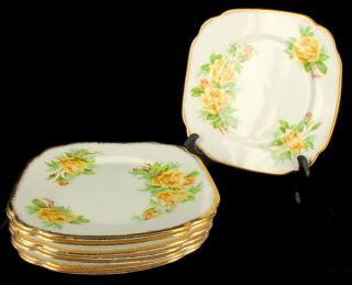 Vintage Royal Albert Bone China Set Of 8 Salad Plates Tea Rose