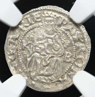 Hungary.  State Ferdinand I Silver Denar,  1555 - Kb,  Ngc Ms63
