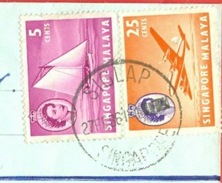 Singapore Malaya 25c,  5c On Siglap Cancel Registered Cover 1961