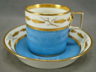 Authentic Royal Vienna Blue Gold Neoclassical Torches Coffee Can & Saucer C.  1817