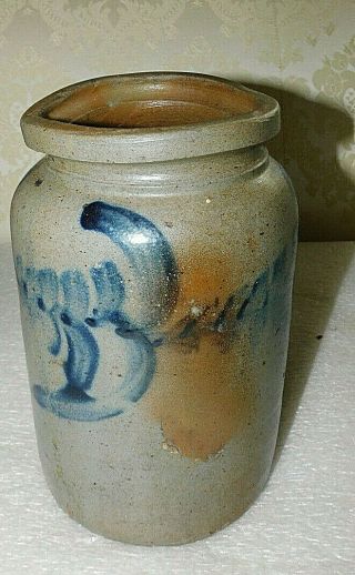 Stoneware Wax Sealer Jar / Crock Attrib Hc Smith Alexandria