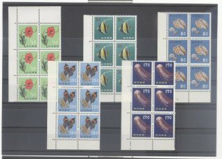 Ryukyu Japan 1960 - 61 Fish Shells Butterfly 2nd Printing Nh Blocks Of 6