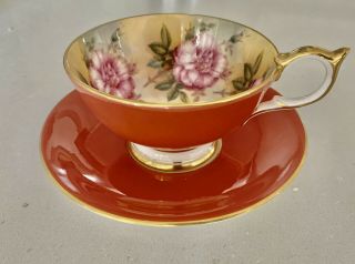 Aynsley Cabbage Roses Cup And Saucer,  Hand Painted,