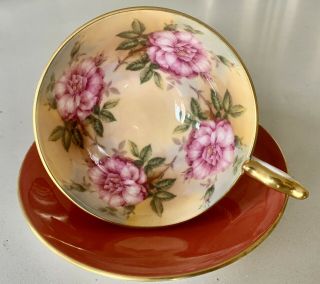 Aynsley cabbage roses cup and saucer,  hand painted, 2