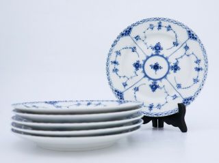 6 Plates 573 - Blue Fluted - Royal Copenhagen - Half Lace - 1st Quality