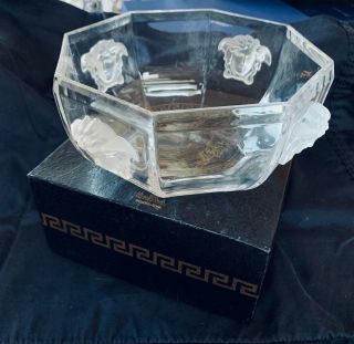 Versace Rosenthal Studio Line Crystal Bowl Medusa Lumiere Stunning Boxed