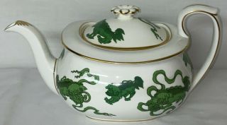 Wedgwood Williamsburg Green Chinese Tigers 5 " Teapot W/lid