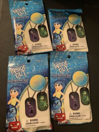 4 Mystery Bag Disneys Inside Out Collectible Dog Tag Blind Bags