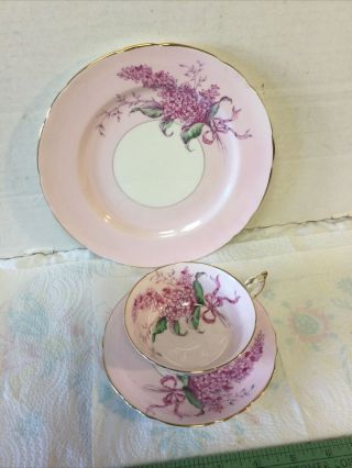 Vintage Paragon Bone China Lilac Pattern Trio Cup & Saucer With 8 1/4 " Plate