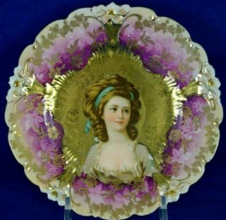 Rs Prussia Plate,  Lily Mold With Countess Potocka Portrait.  Very Sweet