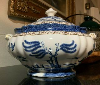 Royal Doulton Booths Real Old WIllow Round Soup Tureen with Lid England - 2
