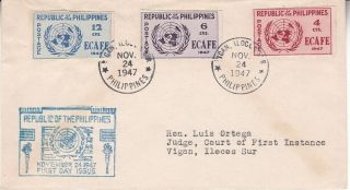 1947 Philippines 516a - 518a Fdc; Ecafe,  Map Topical D